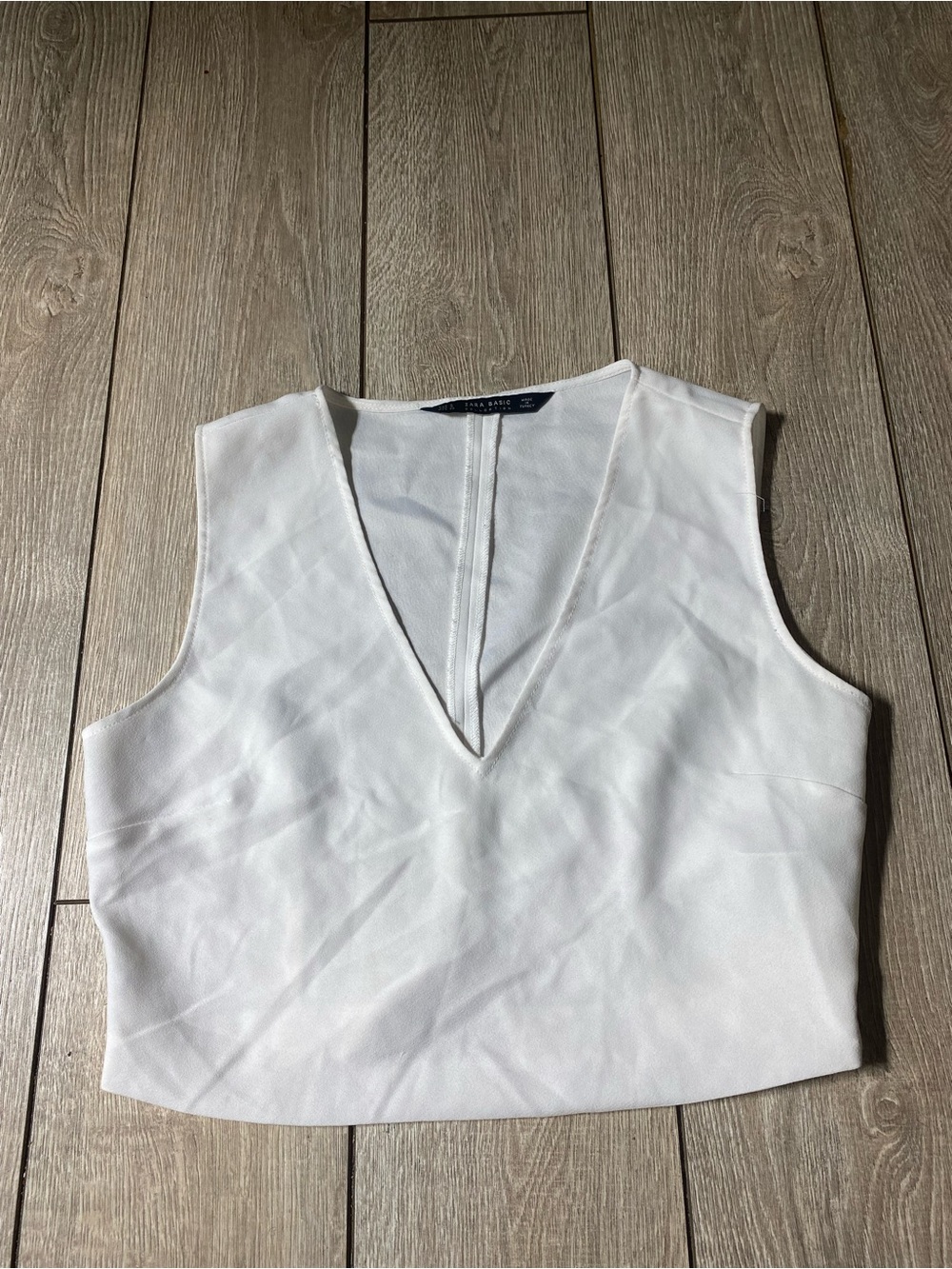 ZARA White V-Neck Sleeveless Crop Top Festival Concert Small